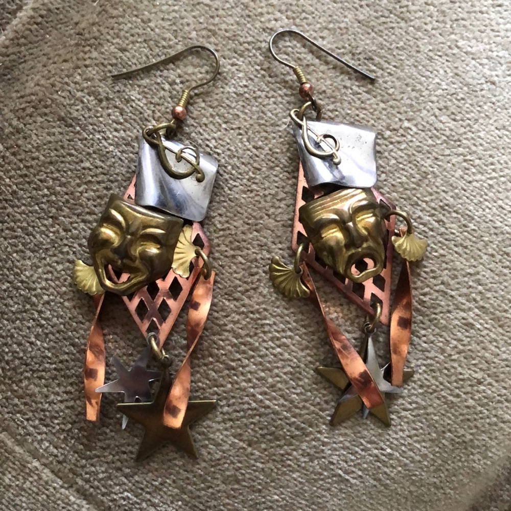 Vintage ‘80’s Theatrical Dangling Charm Earrings